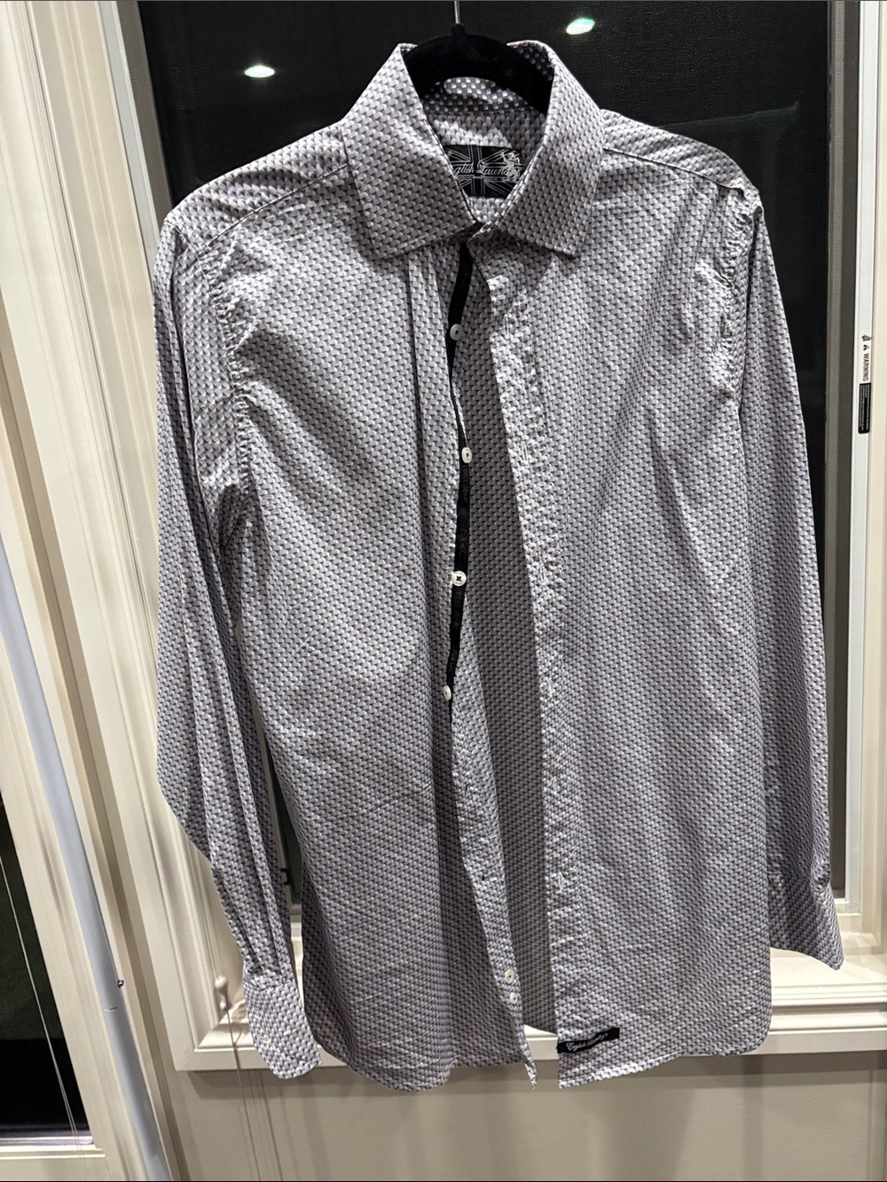 English Laundry Men's Patterned Dress Shirt - Gray